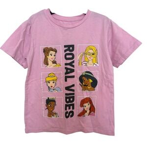 Disney Princess Royal Vibes Graphic Tee Pink Girls XS 4/5 Cotton Blend